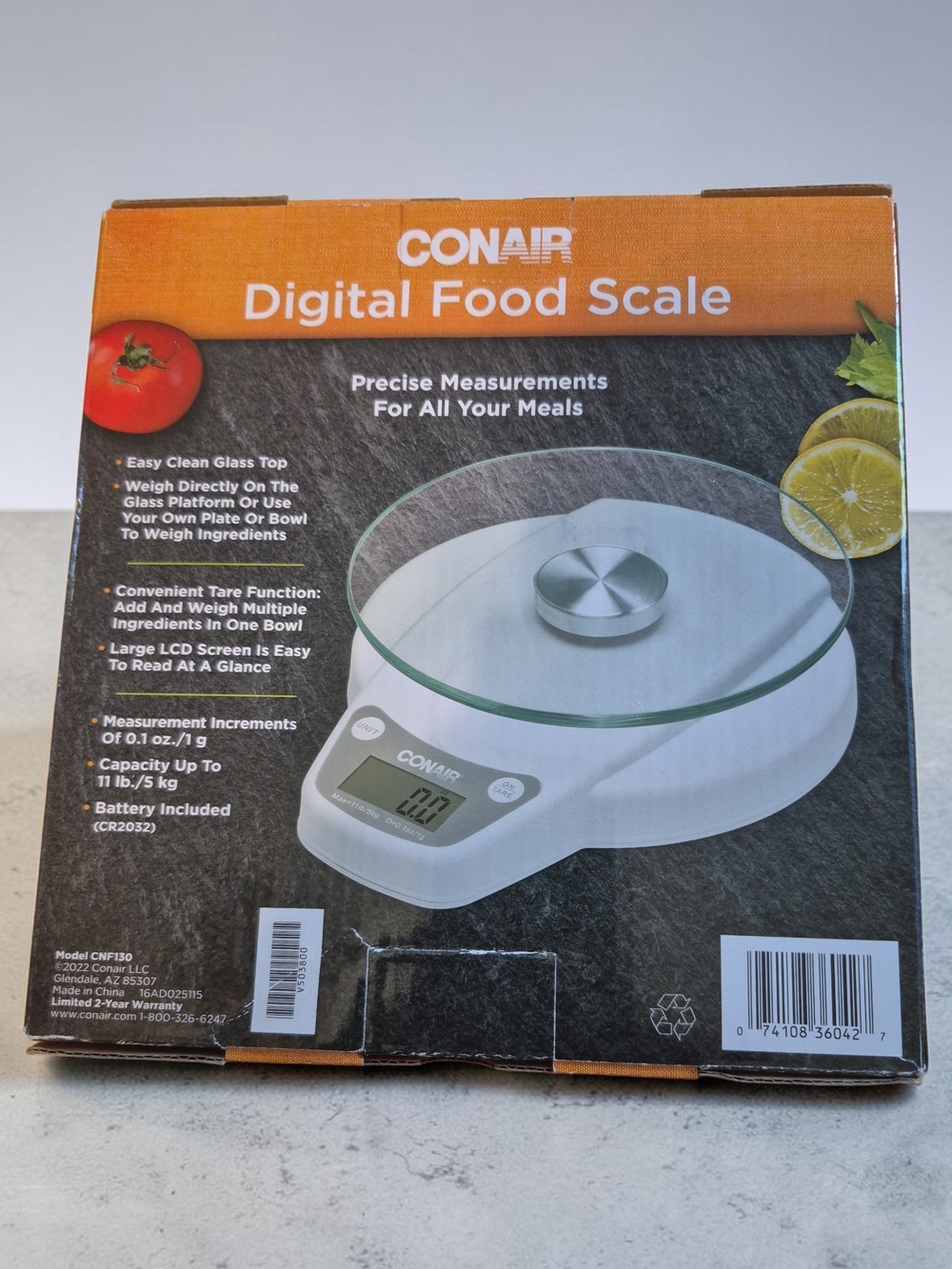 Conair Digital Food Scale - White with Glass Top